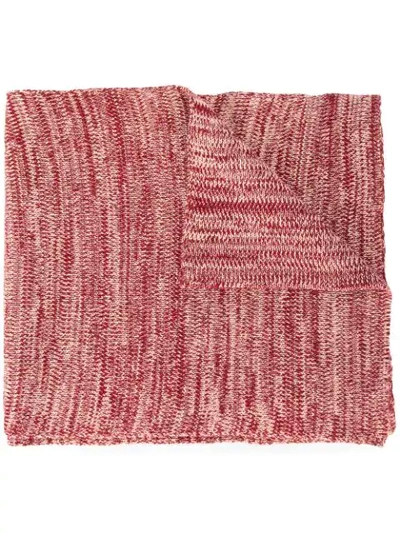 0711 Elongated Knitted Scarf In Red