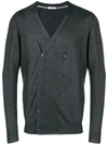 Paolo Pecora Double Breasted V-neck Cardigan - Grey In Grey