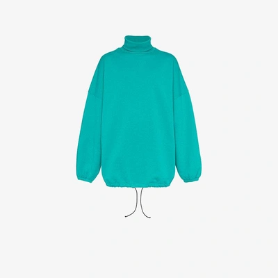 Balenciaga Oversized Fleece-back Cotton-blend Jersey Rollneck Sweatshirt In Blue