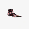 Balenciaga Knife Logo-embellished Tartan Wool Ankle Boots In Red