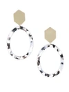 ETTIKA 18K Goldplated Black Marble Resin Statement Earrings