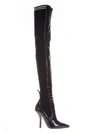 FENDI BLACK LEATHER & KNIT OVER THE KNEE BOOTS,10641443