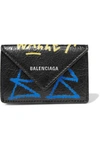 BALENCIAGA Paper mini printed textured-leather wallet