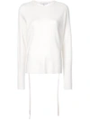 TIBI TIBI RUCHED BACK SWEATER - WHITE