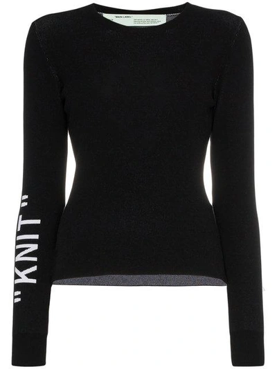 Off-white Crewneck Knit Sweater In Black