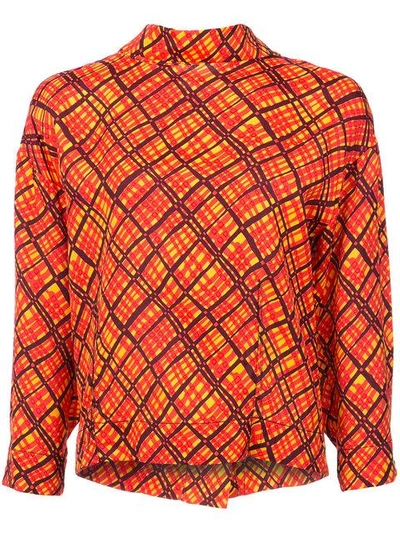 Marni Abstract Mock Neck Blouse In Orange
