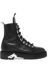 Off-white Hiking Textured-leather Ankle Boots In Black
