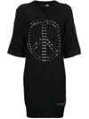 LOVE MOSCHINO KNITTED EMBELLISHED SWEATER DRESS