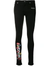 OFF-WHITE FLORAL EMBROIDERED SKINNY JEANS