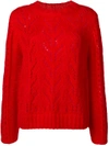 SEMICOUTURE SEMICOUTURE CROCHET KNIT JUMPER - RED