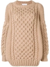I LOVE MR MITTENS I LOVE MR MITTENS CABLE-KNIT SWEATER - BROWN
