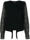 N°21 CHECKED SLEEVES SWEATER