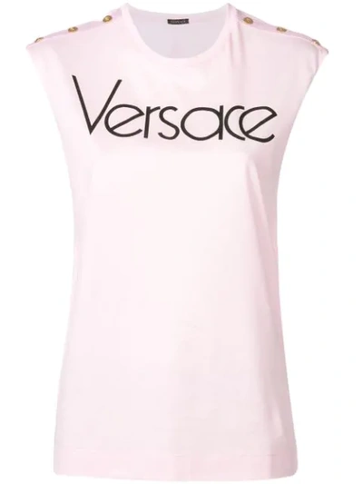 Versace Logo印花无袖上衣 - 粉色 In Pink