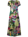 La Doublej Printed Maxi Dress In Green