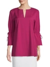 LAFAYETTE 148 SELA QUARTER-SLEEVE SELF-TIE BLOUSE,0400099092529