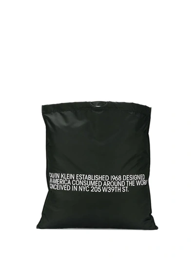 Calvin Klein 205w39nyc 标语刺绣手提包 In Black