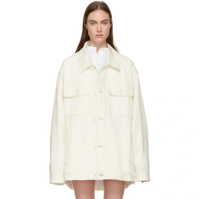 Maison Margiela Off-white Denim Vintage Wash Jacket In 099 Off Wht