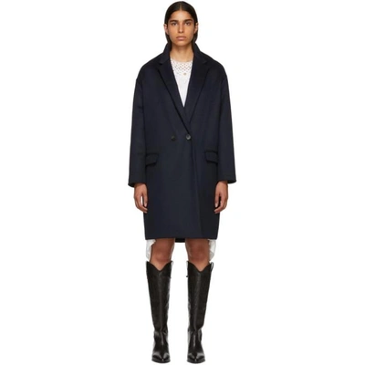 Isabel Marant Filipo Oversized Blue Wool And Cashmere-blend Coat In Navy