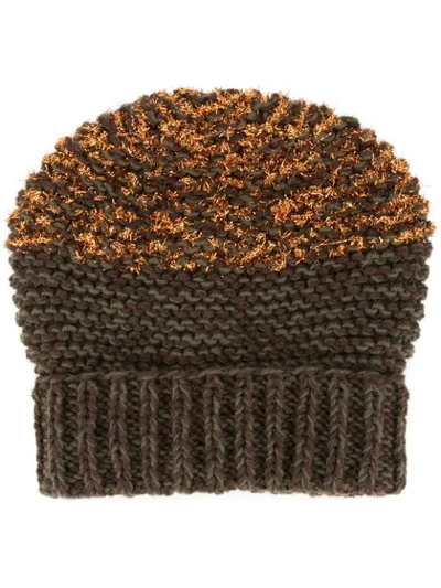 0711 Fuzzy Knit Beanie In Brown