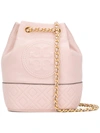 Tory Burch Mini Fleming Leather Bucket Bag In Pink