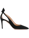 Aquazzura Bow Tie 105mm Leather Pumps In Black