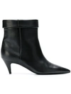 SAINT LAURENT FOLDOVER TOP POINTED TOE ANKLE BOOTS