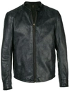 AJMONE AJMONE ZIPPED LEATHER JACKET - BLACK