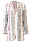 THOM BROWNE THOM BROWNE STRIPED EYELASH TWEED SPORT COAT DRESS - MULTICOLOUR