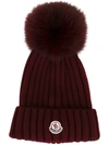 MONCLER MONCLER RIBBED BEANIE - RED