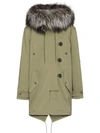 MIU MIU MIU MIU HOODED PARKA COAT - GREEN