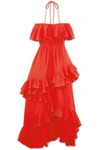 RHODE SALMA OFF-THE-SHOULDER RUFFLED COTTON-VOILE MAXI DRESS