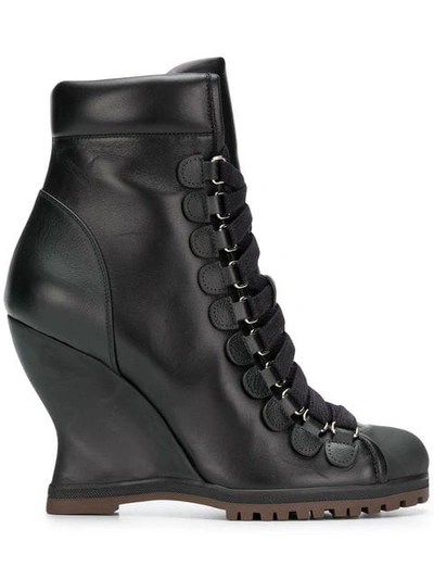Chloé Wedge Ankle Boots In Black