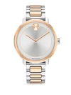 MOVADO WOMEN'S BOLD FROSTED-DIAL TWO-TONE STAINLESS STEEL BRACELET WATCH,0400098238227