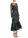 DAVID MEISTER Embroidered Fishtail Dress
