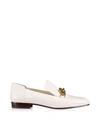 TORY BURCH JESSA WHITE CROCO EMBOSSED LEATHER LOAFERS W-GOLDTONE HORSE HARDWARE,10620571