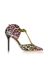 MALONE SOULIERS LEOPARD BEIGE AND RED IMOGEN HIGH HEEL PUMPS,10620568