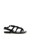 Tod's Fringed Flat Sandals In Black (black)