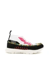 Valentino Heroes Tribe Stretch-mesh And Suede Trainers In Bianco Nero Fuxia Fluo (black)