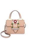 MIU MIU Crystal-Embellished Leather Top Handle Bag