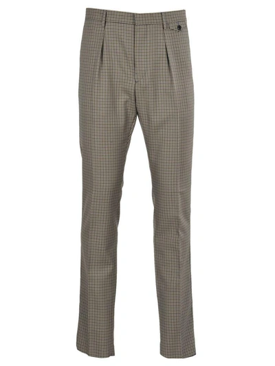 Prada Check Belted Trousers In Grey Check