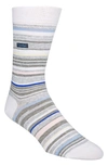 Calvin Klein Men's Striped Crew Socks In White/ Pale Grey Heather