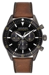 Movado Men's Heritage Cognac Genuine Leather Strap Watch 42mm In Gray