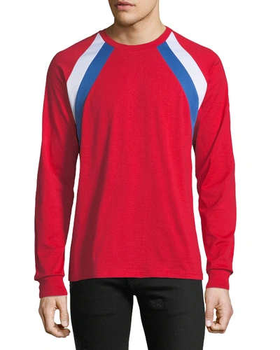 Givenchy Men's Colorblock Long-sleeve T-shirt In Blue/red