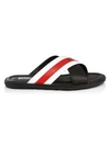 MOSCHINO Stripe Leather Slider Sandals