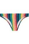 DIANE VON FURSTENBERG SMOCKED STRIPED BIKINI BRIEFS