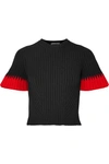 ALEXANDER MCQUEEN TWO-TONE RIBBED-KNIT SWEATER