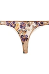 ID SARRIERI WONDERLAND DELIGHTS EMBROIDERED STRETCH-TULLE THONG