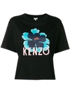 KENZO KENZO FLORAL LOGO T-SHIRT - BLACK