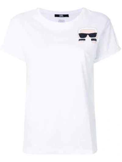 Karl Lagerfeld 女士白色棉质t恤 210w1720-100 In White