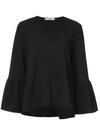 TIBI BELL-SLEEVES FLARED BLOUSE